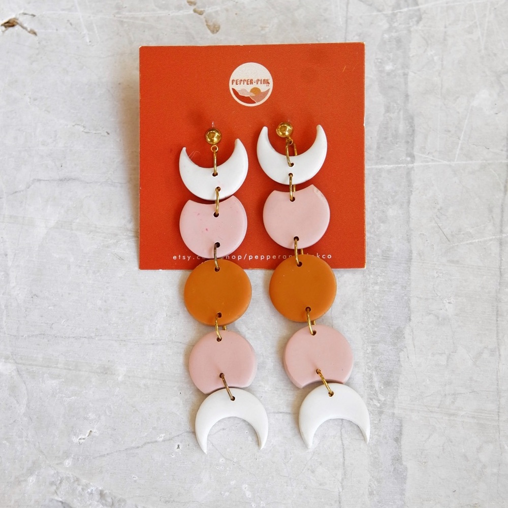 Pepper and Pink Moon Phases Earrings